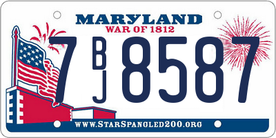 MD license plate 7BJ8587