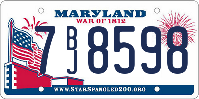 MD license plate 7BJ8598