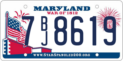 MD license plate 7BJ8619