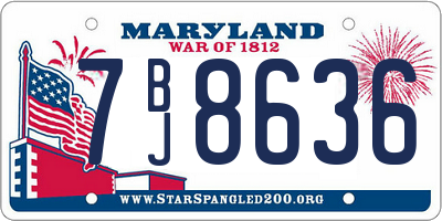 MD license plate 7BJ8636