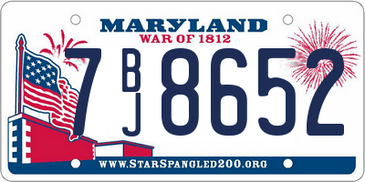 MD license plate 7BJ8652