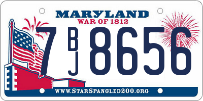 MD license plate 7BJ8656