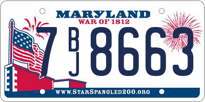 MD license plate 7BJ8663