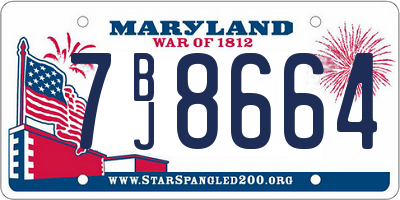 MD license plate 7BJ8664