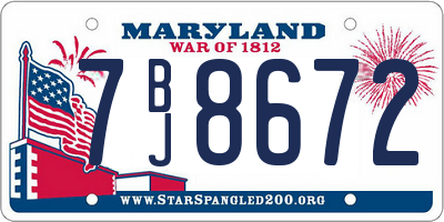 MD license plate 7BJ8672