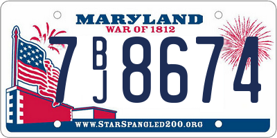 MD license plate 7BJ8674