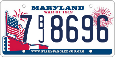 MD license plate 7BJ8696