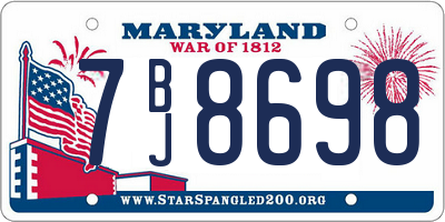 MD license plate 7BJ8698