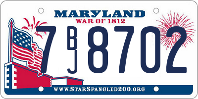 MD license plate 7BJ8702