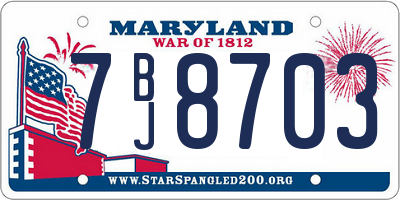 MD license plate 7BJ8703