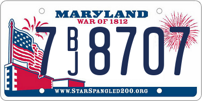 MD license plate 7BJ8707