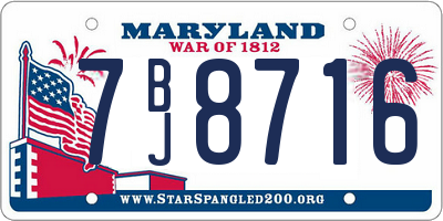 MD license plate 7BJ8716