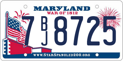 MD license plate 7BJ8725