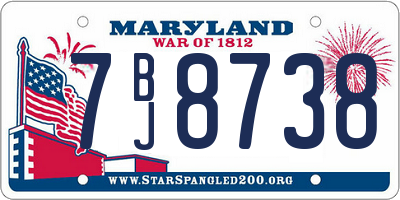 MD license plate 7BJ8738