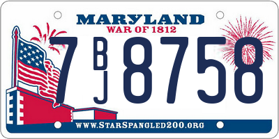 MD license plate 7BJ8758