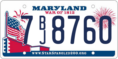 MD license plate 7BJ8760