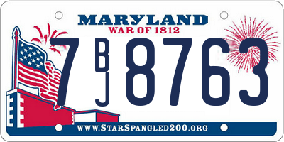 MD license plate 7BJ8763