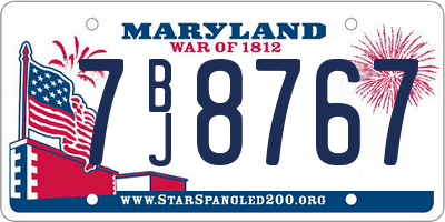 MD license plate 7BJ8767