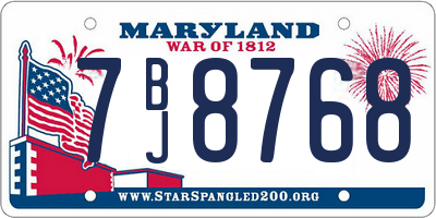 MD license plate 7BJ8768