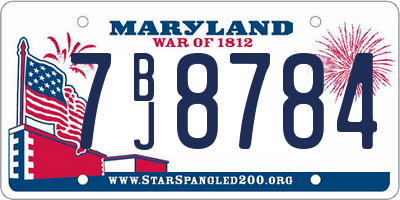 MD license plate 7BJ8784