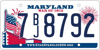 MD license plate 7BJ8792