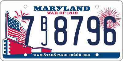 MD license plate 7BJ8796