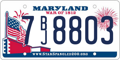 MD license plate 7BJ8803