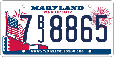 MD license plate 7BJ8865