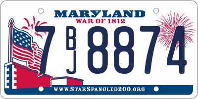 MD license plate 7BJ8874