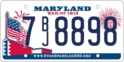 MD license plate 7BJ8898