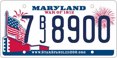 MD license plate 7BJ8900
