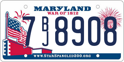 MD license plate 7BJ8908