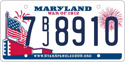 MD license plate 7BJ8910