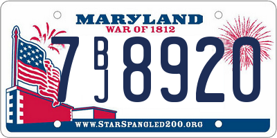 MD license plate 7BJ8920