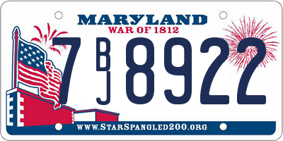MD license plate 7BJ8922