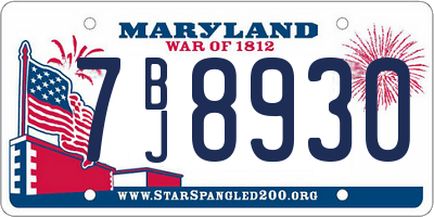 MD license plate 7BJ8930
