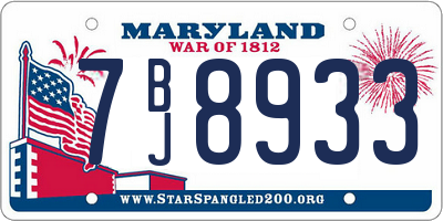 MD license plate 7BJ8933
