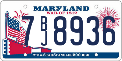 MD license plate 7BJ8936