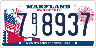 MD license plate 7BJ8937
