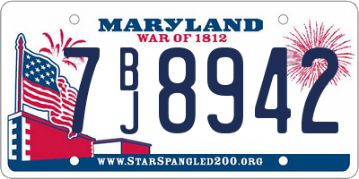 MD license plate 7BJ8942