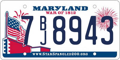 MD license plate 7BJ8943