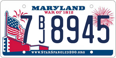MD license plate 7BJ8945