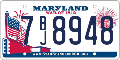 MD license plate 7BJ8948