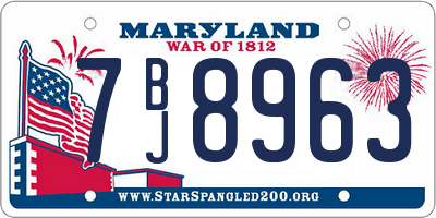 MD license plate 7BJ8963