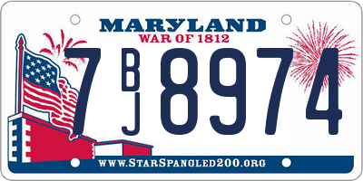 MD license plate 7BJ8974