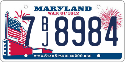 MD license plate 7BJ8984