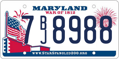 MD license plate 7BJ8988
