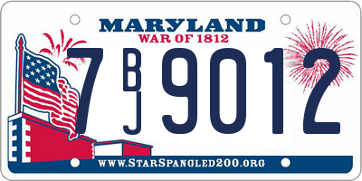 MD license plate 7BJ9012