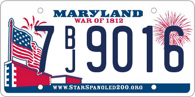 MD license plate 7BJ9016