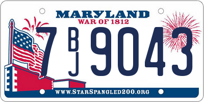 MD license plate 7BJ9043